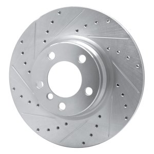 BMW 328I Brake Rotor (1) - Front Left - R1 Concepts - Drilled & Slotted - Silver - `12-`18